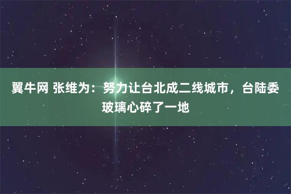 翼牛网 张维为：努力让台北成二线城市，台陆委玻璃心碎了一地