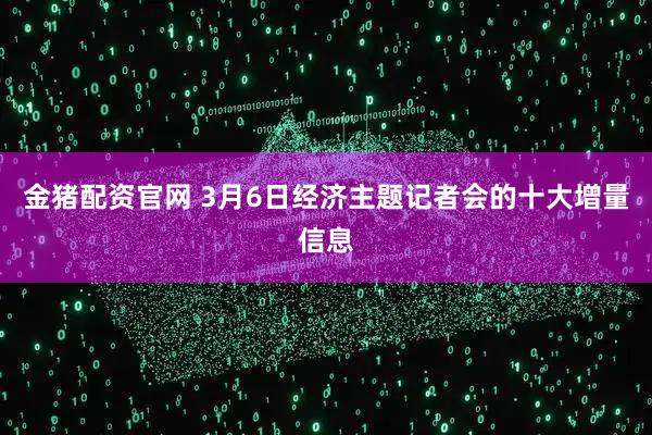 金猪配资官网 3月6日经济主题记者会的十大增量信息